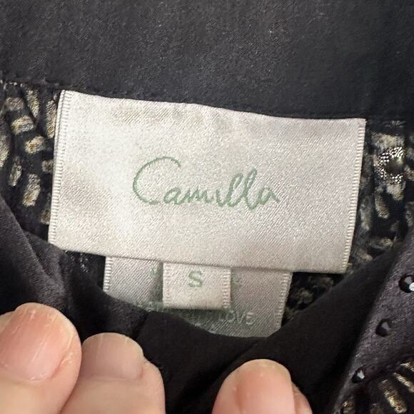 Camilla Ragland Blouse S‎ Cobra King Button Front Long Sleeve Party Luxury Sheer - Picture 7 of 14